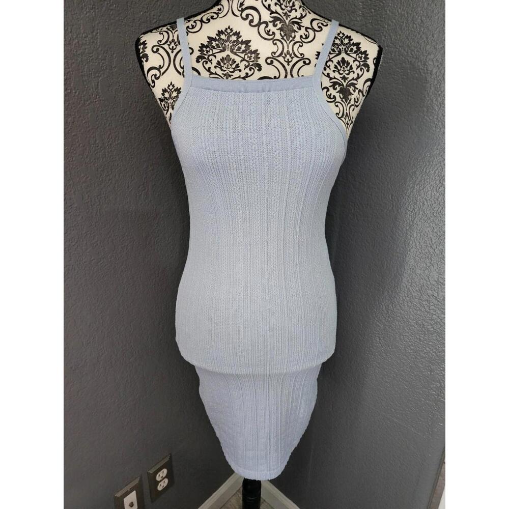 New With Out Tags Zara Mini Dress Size Small Blue Spaghetti Straps Form Fitting
